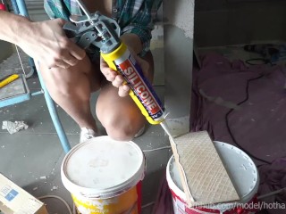 DIY Shower Room #6_Tiling using silicone