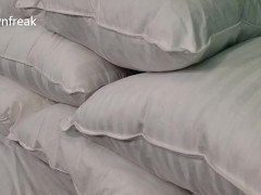 A Guy Pillow Humping Cuts Open Pillow And Fucks The Stuffing Until He Cums