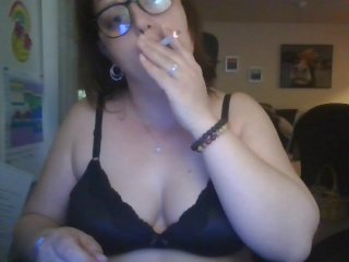 Sexy Brunette Watching Own Porn, Smoking And Masturbating!