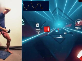 Expert Beat Saber Player Enjoying A Remote-Controlled Vibrator For Extra Vr Immersion