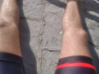 Only Feet👣Amateur Hairy Legs Marking Cock On A Public Beach