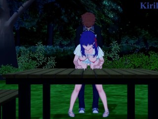 Sakura Matou and Shirou Emiya have deep sex in a park at night. - Fate/staynight Hentai