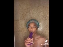 EBONY TRANNY SHOWERING 🧼 CLEANING THAT PUSSY(Full video on Onlyfans) link in bio