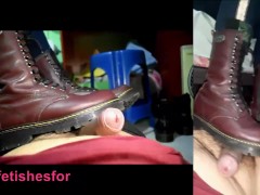 Cock crush & handjob until cum by Mistress in large dr martens boots Pov