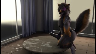 Breast H0Rs3'S Futa Wolf Fapping On A Table HD