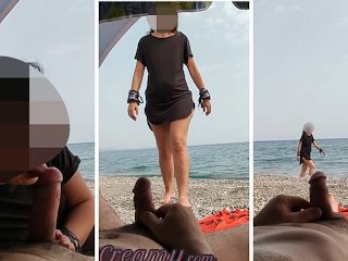 Dick Flash - A Girl Caught Me Jerking Off In Public Beach And Help Me Cum - Misscreamy