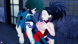 Orgasm In My Hero Academia Hentai Momo Yaoyorozu And Izuku Midoriya Have Passionate Sex In A Back Alley