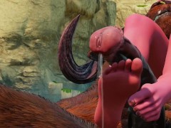 Furry Minotaur vs Horny Girl | Big Cock Monster Toejob | 3D Porn Wild Life