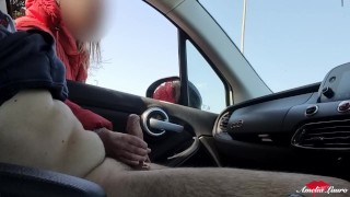 DICK FLASH.  I jerk my cock in public parking and a passing girl makes me cum