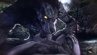Cumming Dragon-V0942'S Werewolf Performs The Best Blow Job On Hunter HD
