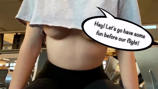 640px x 360px - TITS IN AIRPORT! can see Boobs on Girl Waiting for her Flight in Small  Shirt - Pornhub.com