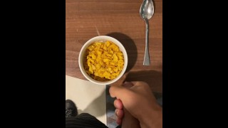 Wank Boy Eats Cereal With Nuts