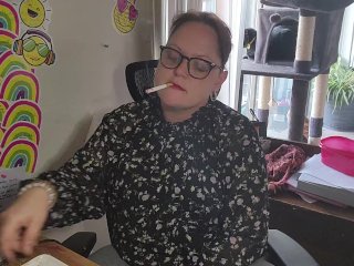 Quick Smoke Break For Busy Secretary!