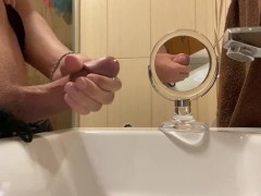 Couldn’t Resist My HORNINESS So I WANKED My HUGE COCK And CAME LOADS In The Sink