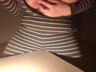 chubby girl humping the table's corner - hairy pussy has a little_orgasm