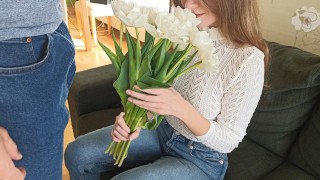 I Gave Her Flowers And No Longer Considered Myself A Virgin Creampied Teen After A Sex With A Blowjob