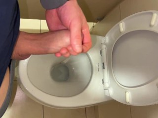 Handjob in public toilet !Massive CUMSHOT