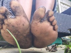 getting my feet muddy in the garden