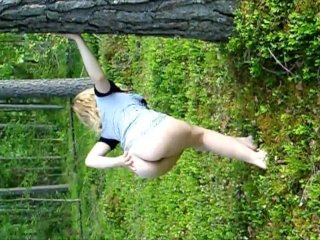 Funny Girl Naked In Forest