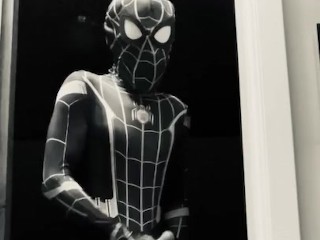 Dark Spider-Man rubs_his big white dick after Gwen Stacy leaves