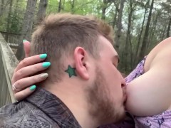 Sucking my fiancés nipple at the park 