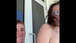 Reverse Cowgirl On The Balcony Getting Fucked