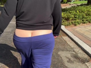 Public Neighbor Walk With Bubble Butt Peaking