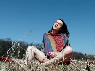 Hippie Girl With Glasses Having Fun Outdoors