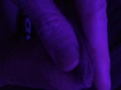 Pre cum play while masturbating in purple light - Purple Dick part 2