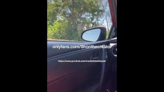 Huge Cumshot IN THE CAR STROKING BIG BLACK DICK