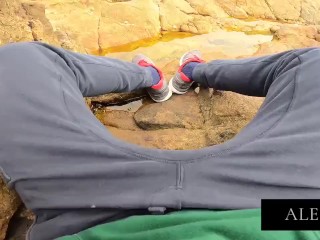 Rock Climbing Leads To Naughty PublicWank With People_Watching
