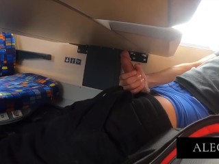Jerking cock off on public train on the_way to_a booty call