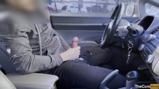 Outside PUBLIC STREET MASTURBATION Big Cumshot Jerking Off In The Car While People Walk Around Me