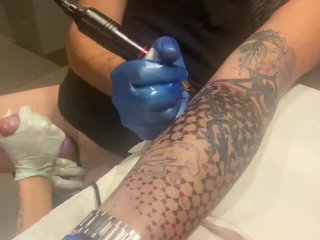 I Tattoo Myself And My Wife Came And Helped. Hard Handjob/Sucking/Toys And Cock Electrocution