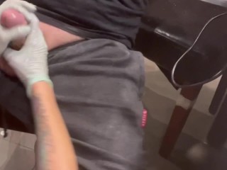I tattoo myself and my wife came and helped. Hard_handjob/sucking/toys and_Cock electrocution