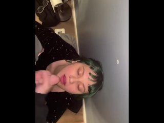 Choking on My Dick Till i Cum on Her Face POV Green Hair_Colored Hair_Egirl