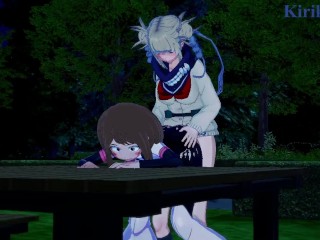 Ochako Uraraka and Himiko Toga have futanari sex in a park at night. - My Hero Academia_Hentai