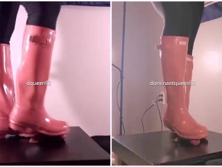 Amateur Breaking in BRAND NEW_Pink Hunter Boots Bootjob