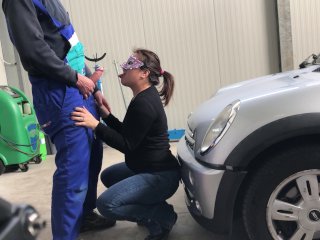 I Take the Car to the Mechanic But Pay Him with_a Perfect_Blowjob...public Blowjob with Deep_Throat
