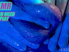 (ASMR) Rough oiled & wet closeup ball play massage with huge cumshot / male solo breathing moaning