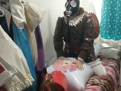PVC Inflatable tail Brown Fox Sissy Maid Gasmask Breathplay Pillow Hump Eevee