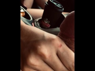 MilfGives Great Handjob While DRIVING! His Cums_Drips Down Her Hand