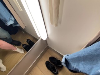 Risky sex with a slutty girl in the fitting room (public fucking)