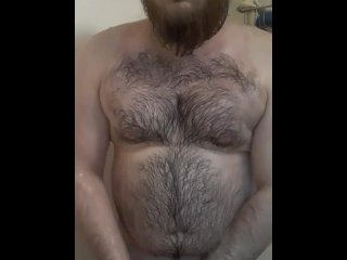 Bearded Man With Dad Bod Shower Masturbation