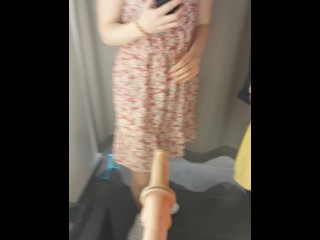 hot milf in fitting room fucking her ass deep with dildo and_sucking it after