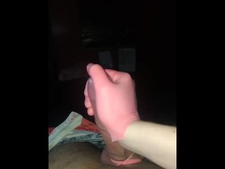 Fetish Handjob In Tight Pink Latex Gloves