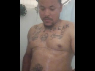 Hot Tattoo Caught Guy Taking A Shower