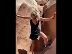 Petite blonde outdoor stand pee