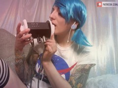 SFW ASMR - Earth Chan Deep Wet Ear Licking - PASTEL ROSIE Cosplay Mouth Sounds - Amateur Ear Eating