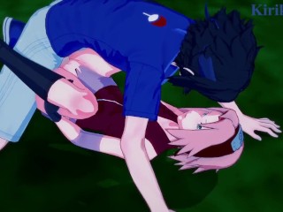 Sakura_Haruno and Sasuke Uchiha have intense sex in a park_at night. - Naruto Hentai